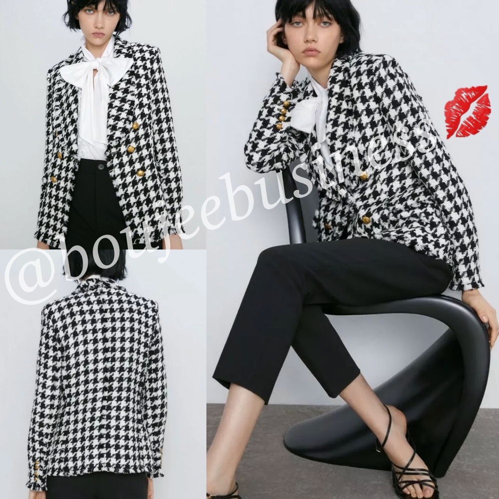 ZARA Tweed Houndstooth Jacket - Picture 8 of 10